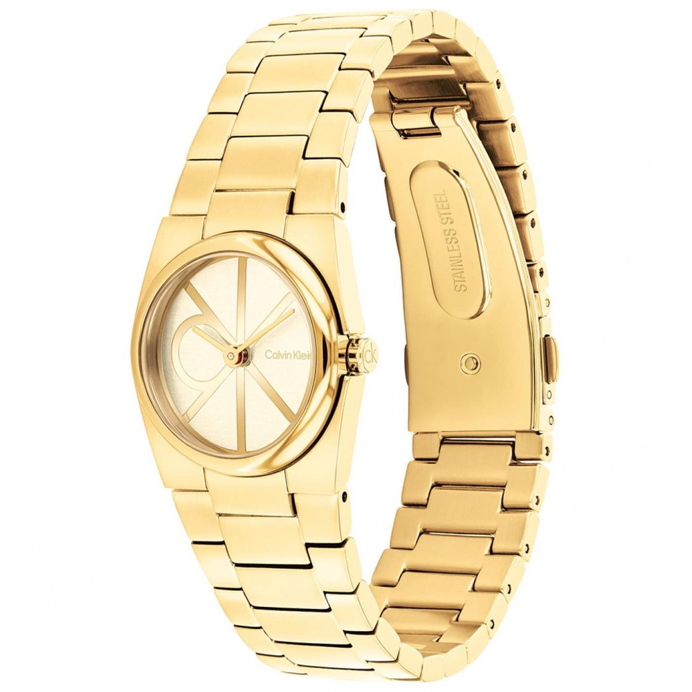 CALVIN KLEIN Ρολόι Unite Χρυσό Ανοξείδωτο Ατσάλι μπρασελέ 25100127