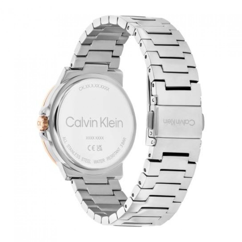 CALVIN KLEIN Ρολόι Vivacious Ασημί Ροζ Χρυσό Ανοξείδωτο Ατσάλι 25100025