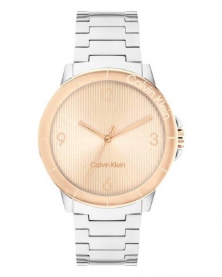 CALVIN KLEIN Ρολόι Vivacious Ασημί Ροζ Χρυσό Ανοξείδωτο Ατσάλι 25100025