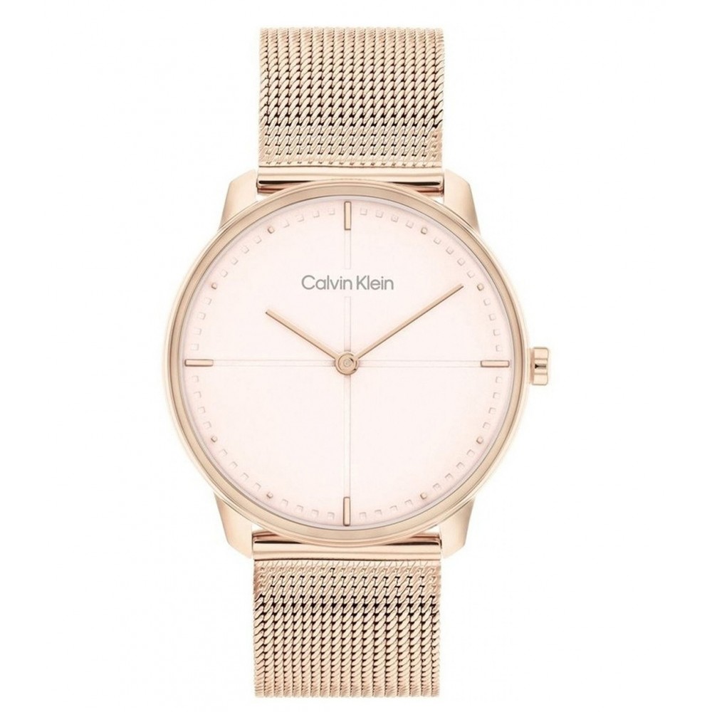 CALVIN KLEIN Ρολόι Iconic Ροζ Χρυσό Ανοξείδωτο Ατσάλι Mesh 25200158