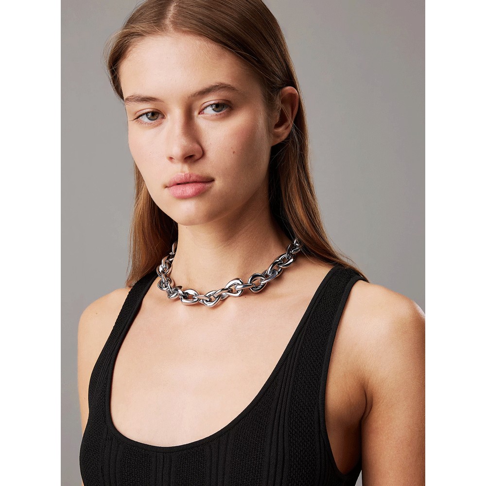 CALVIN KLEIN Γυναικείο Κολιέ STATEMENT LINKS Αλυσίδα Ασημί Ανοξείδωτο Ατσάλι 35000652