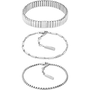CALVIN KLEIN Βραχιόλι Τριπλό Stacked Ασημί Ανοξείδωτο Ατσάλι 35000837