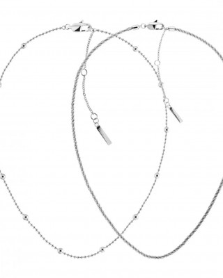 CALVIN KLEIN Κολιέ Διπλό Ασημί Ανοξείδωτο Ατσάλι 35000949