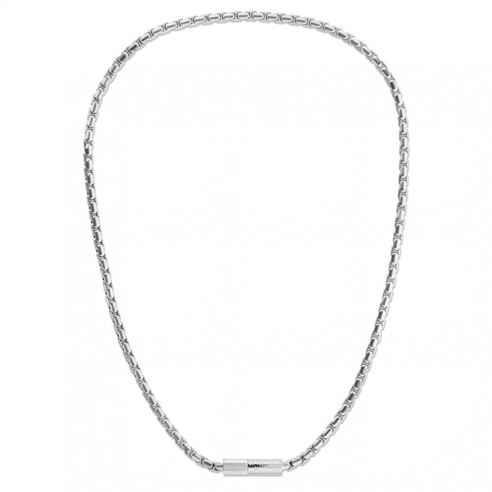 CALVIN KLEIN Ανδρικό Κολιέ Αλυσίδα Contoured Ασημί Ανοξείδωτο Ατσάλι 35100092