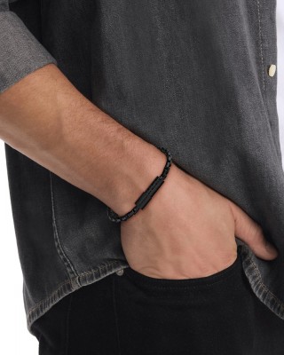 CALVIN KLEIN Ανδρικό Βραχιόλι Contoured Μαύρο Ανοξείδωτο Ατσάλι 35100096