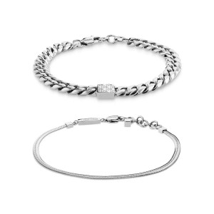 CALVIN KLEIN Βραχιόλι Διπλό Status Ασημί Ανοξείδωτο Ατσάλι 35100091 