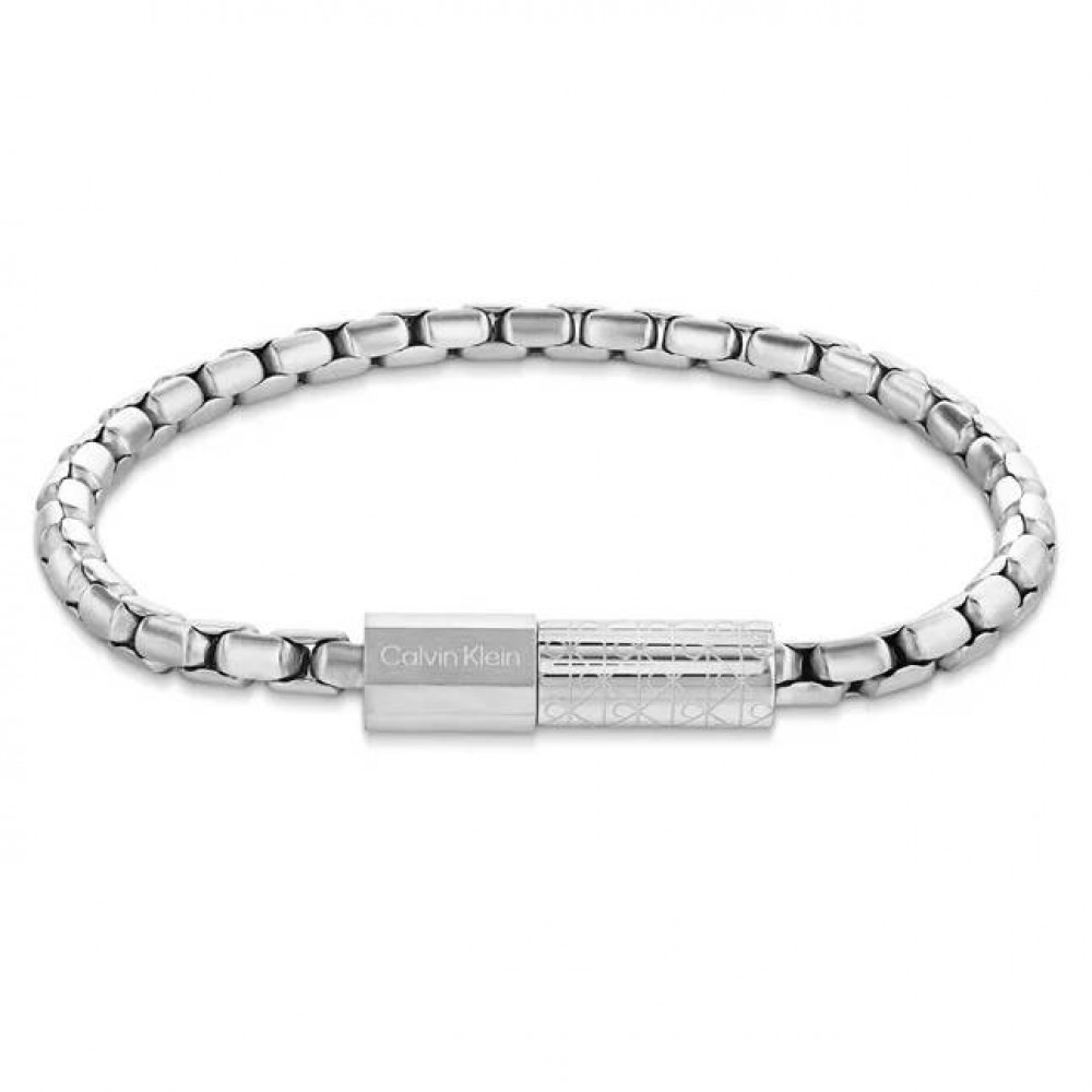 CALVIN KLEIN Ανδρικό Βραχιόλι Contoured Ασημί Ανοξείδωτο Ατσάλι 35100094