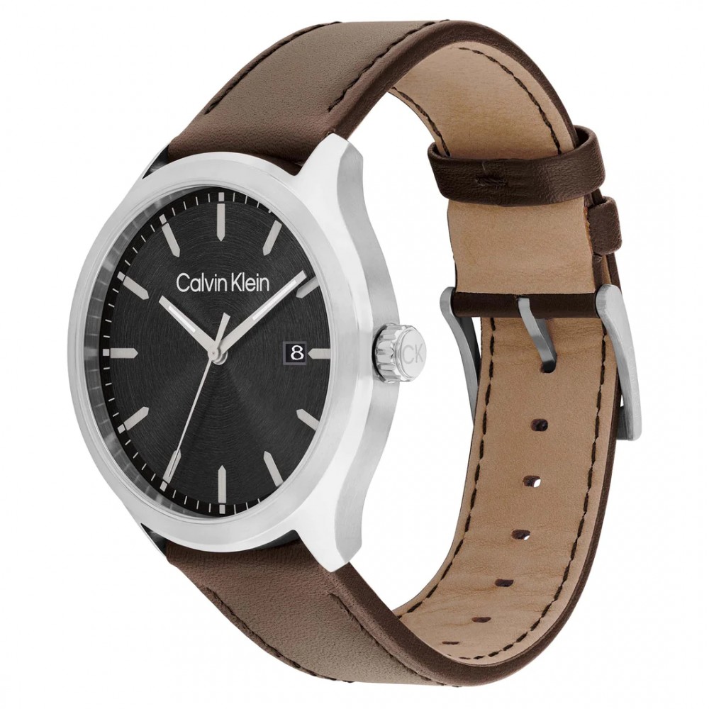 CALVIN KLEIN Ρολόι Define Καφέ δερμάτινο λουρί 25200354