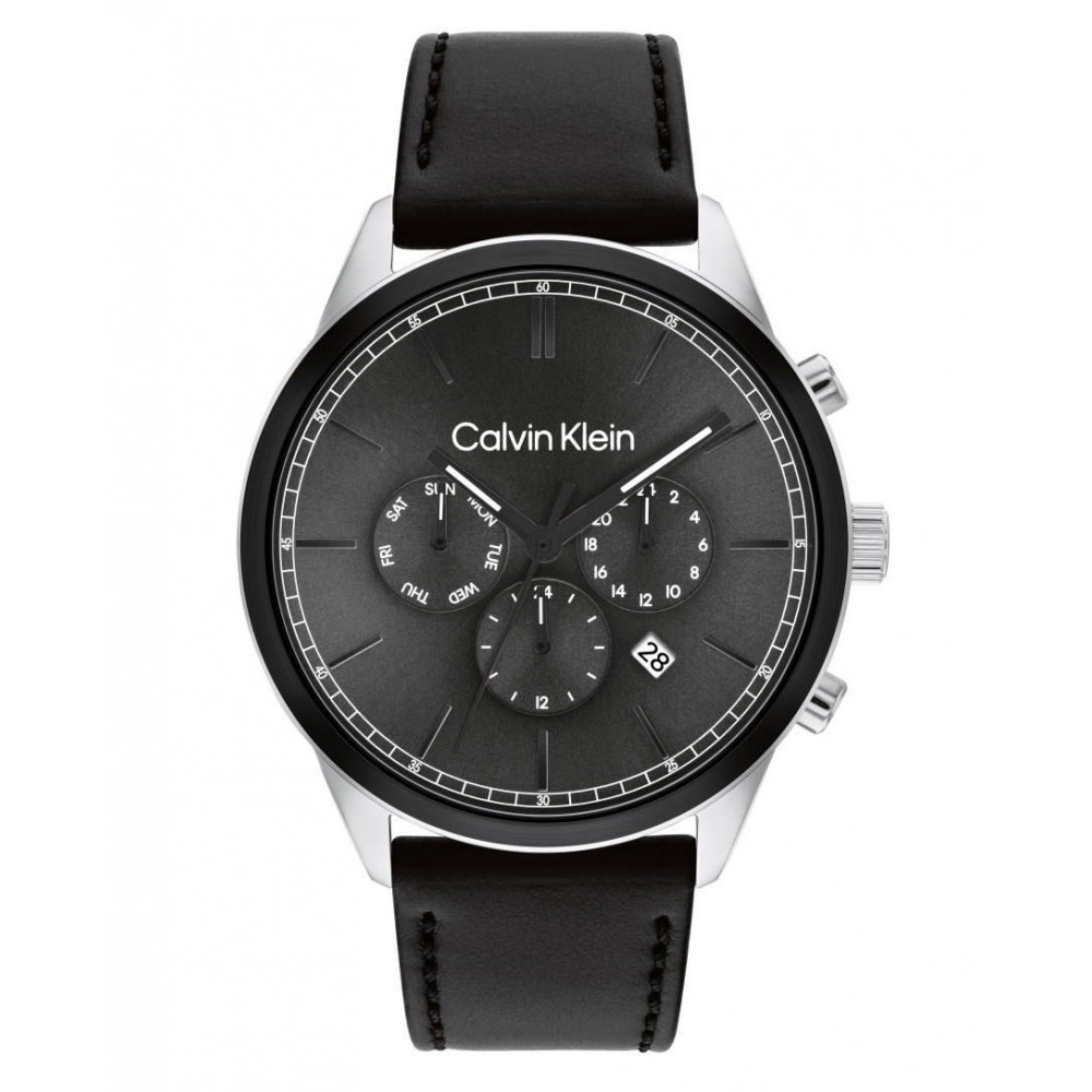 CALVIN KLEIN Ρολόι Infinite Multifunction Μαύρο Δερμάτινο Λουρί 25200379
