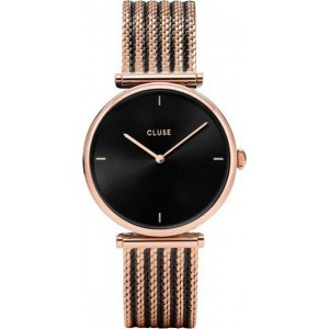 CLUSE  Triomphe Ladies Watch Black and rose gold Mesh Bracelet CW0101208005