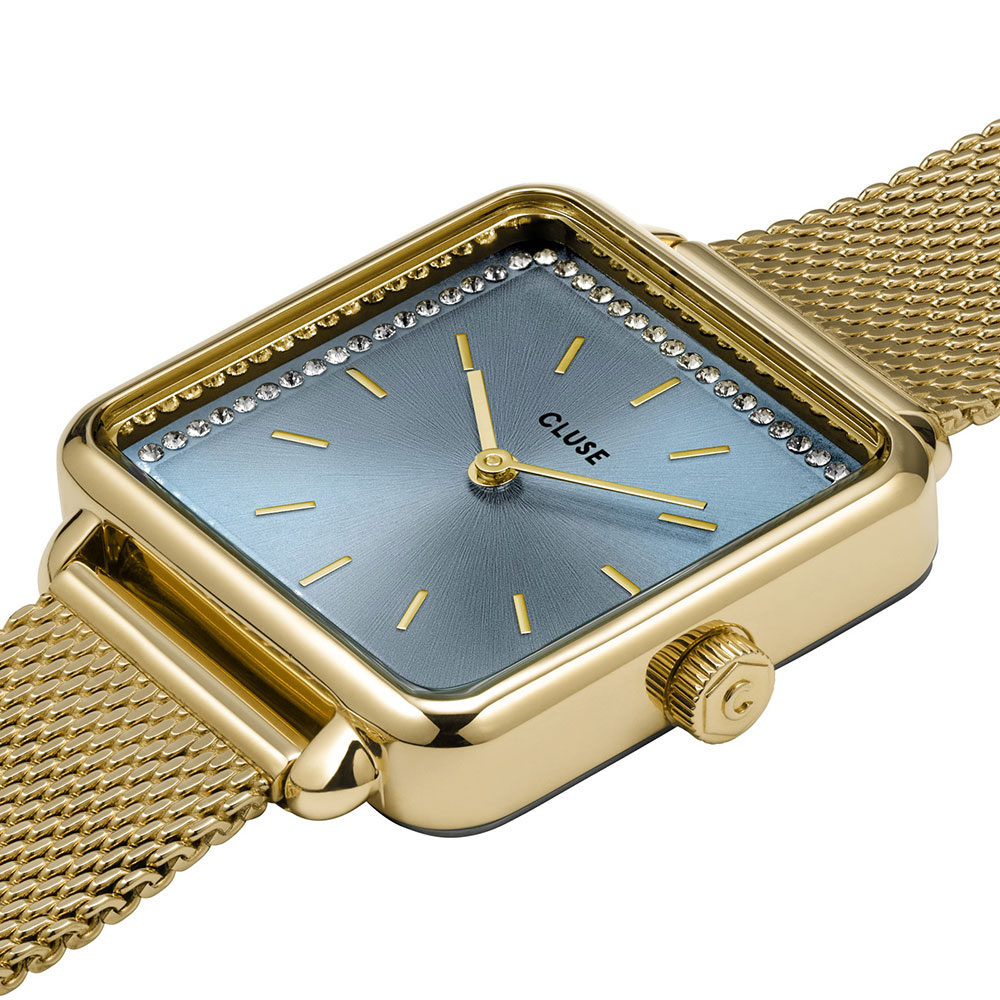 CLUSE ΡΟΛΟΙ La Tétragone Mesh Stones Light Blue Gold Colour CW10310