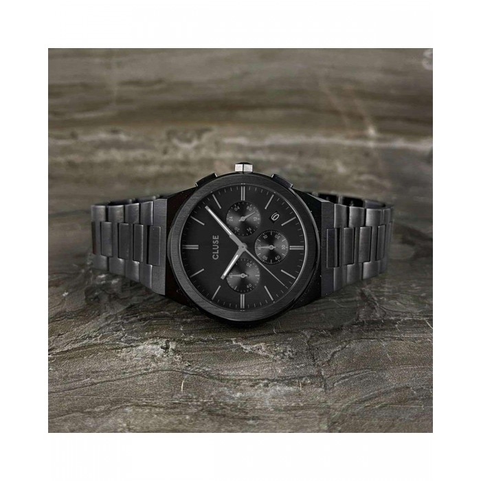 CLUSE Vigoureux Chronograph Μαύρο Ανοιξείδωτο Ατσάλι μπρασελέ CW20802 CLUSE Vigoureux Chronograph Μαύρο Ανοιξείδωτο Ατσάλι μπρασελέ CW20802
