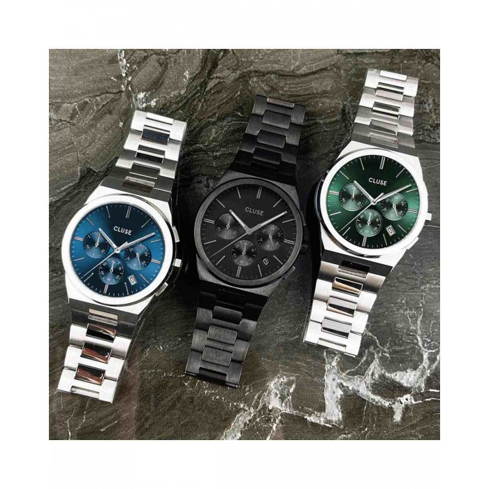 CLUSE Vigoureux Chronograph Μαύρο Ανοιξείδωτο Ατσάλι μπρασελέ CW20802 CLUSE Vigoureux Chronograph Μαύρο Ανοιξείδωτο Ατσάλι μπρασελέ CW20802