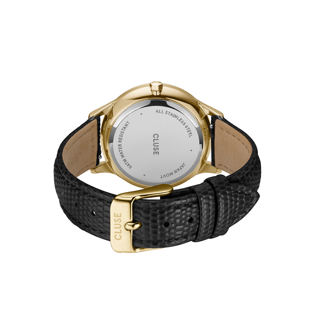 CLUSE Ρολόι Minuit Multifunction Mαύρο Δερμάτινο Λουρί CW10705 