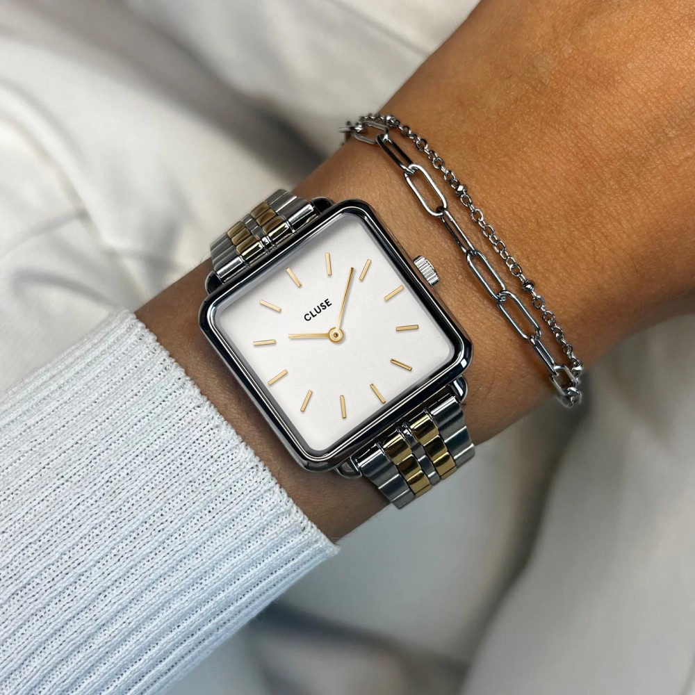 CLUSE La Tétragone Ρολόι Δίχρωμο Ανοξείδωτο Ατσάλι Μπρασελέ CG10326