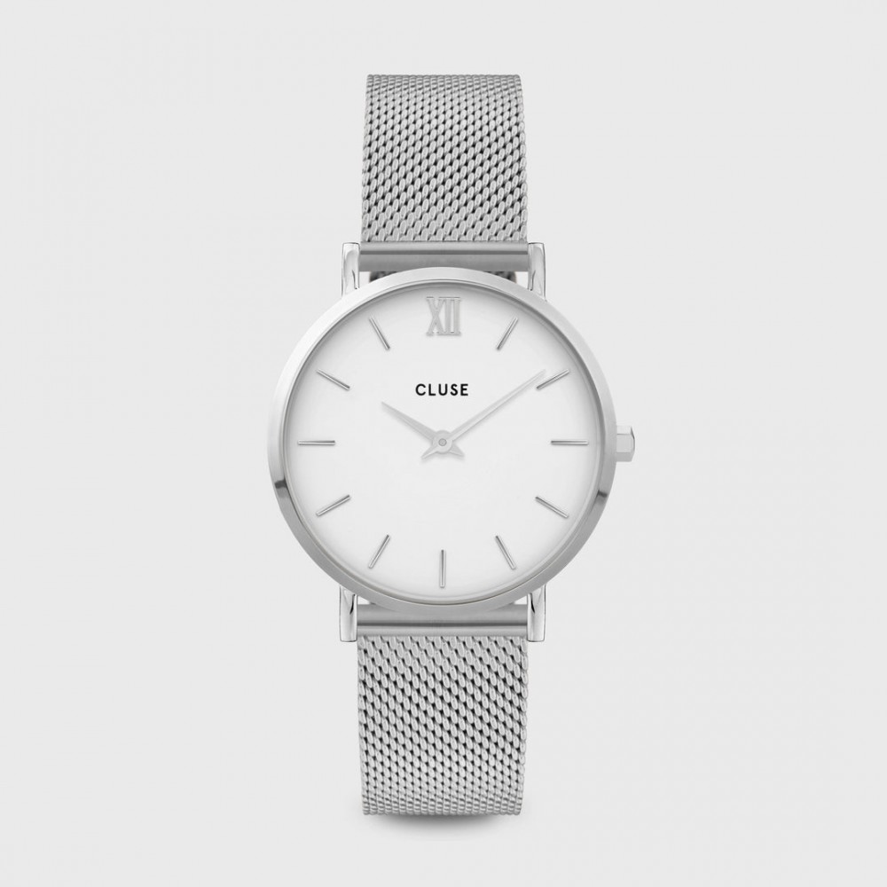 CLUSE Minuit Γυναικείο Ρολόι Ασημί Ανοξείδωτο Ατσάλι Μπρασελέ Gift Box CG10207