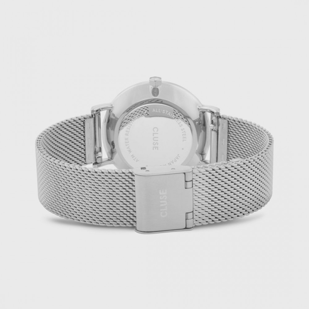 CLUSE Minuit Γυναικείο Ρολόι Ασημί Ανοξείδωτο Ατσάλι Μπρασελέ Gift Box CG10207