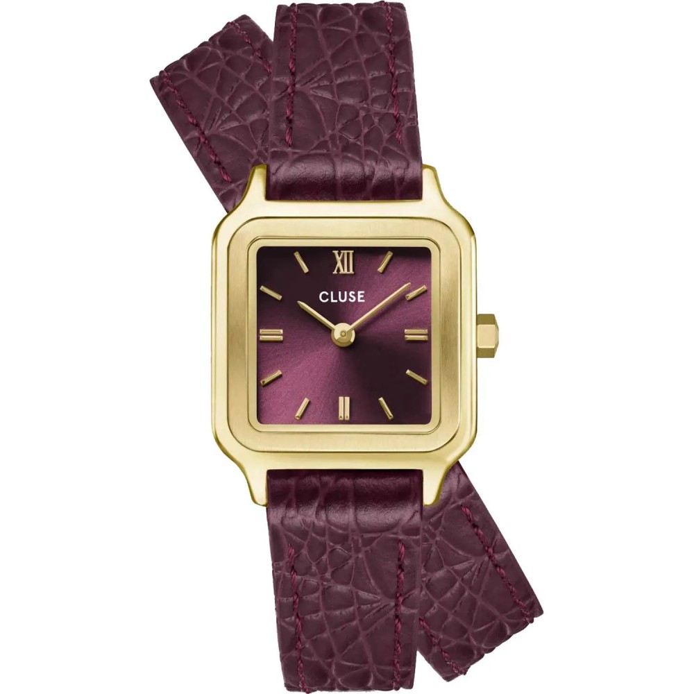 CLUSE Gracieuse Petite Crystals Ρολόι Μπορντό Διπλό Δερμάτινο  Λουρί CW11822