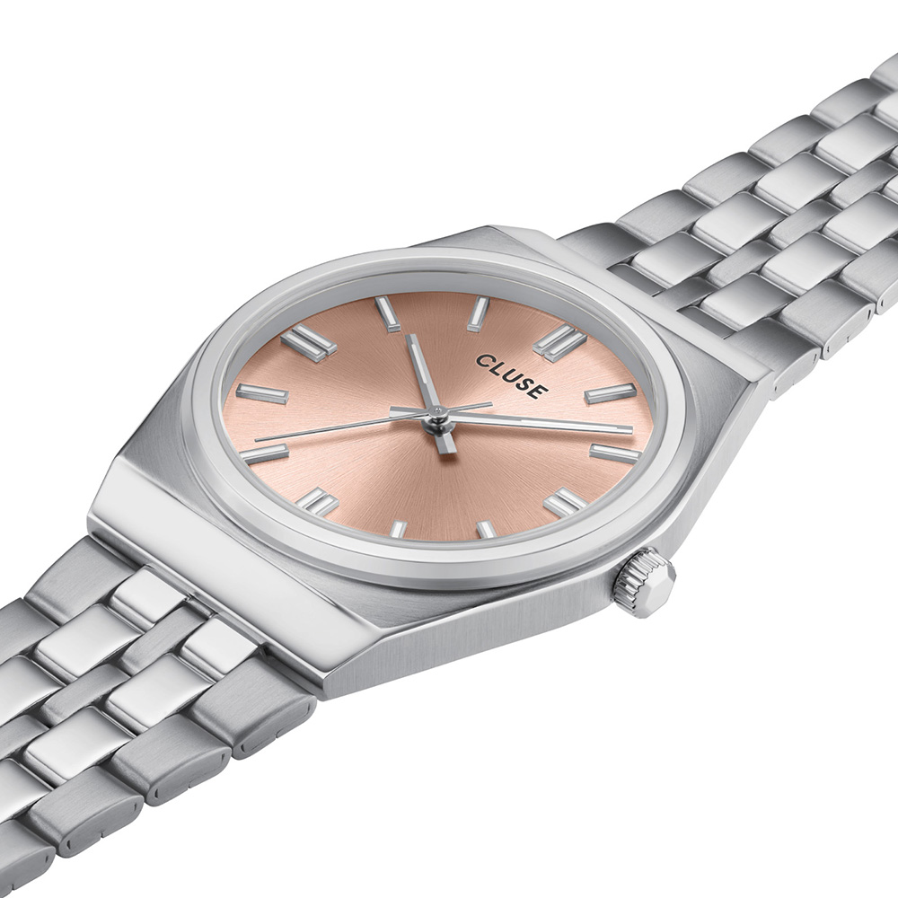 CLUSE Retro 70's Ρολόι Ασημί Ανοξείδωτο Ατσάλι CW35101