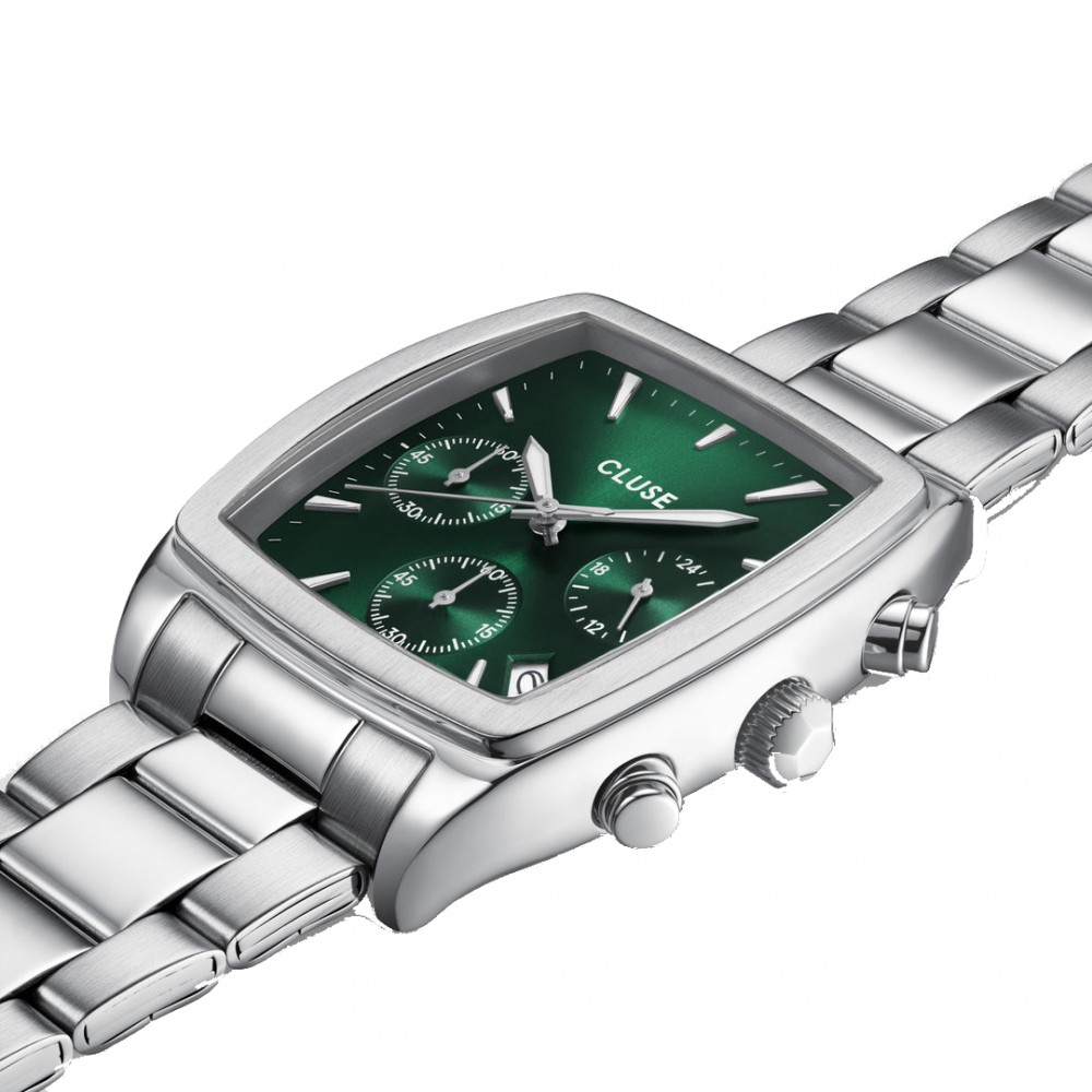 CLUSE Quartaut Chrono Ανδρικό Ρολόι Ασημί Ανοιξείδωτο Ατσάλι μπρασελέ CW52002