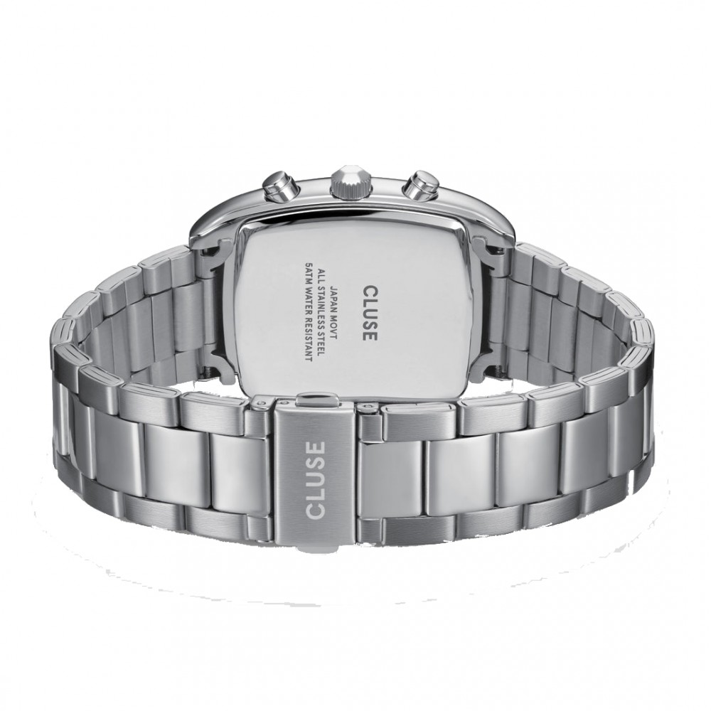 CLUSE Quartaut Chrono Ανδρικό Ρολόι Ασημί Ανοιξείδωτο Ατσάλι μπρασελέ CW52003