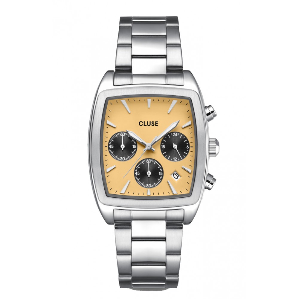 CLUSE Quartaut Chrono Ανδρικό Ρολόι Ασημί Ανοιξείδωτο Ατσάλι μπρασελέ CW52004