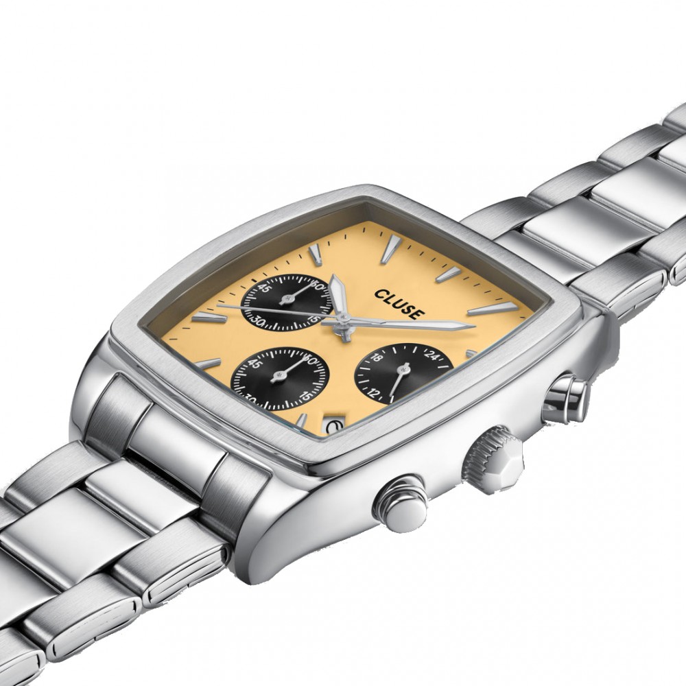 CLUSE Quartaut Chrono Ανδρικό Ρολόι Ασημί Ανοιξείδωτο Ατσάλι μπρασελέ CW52004