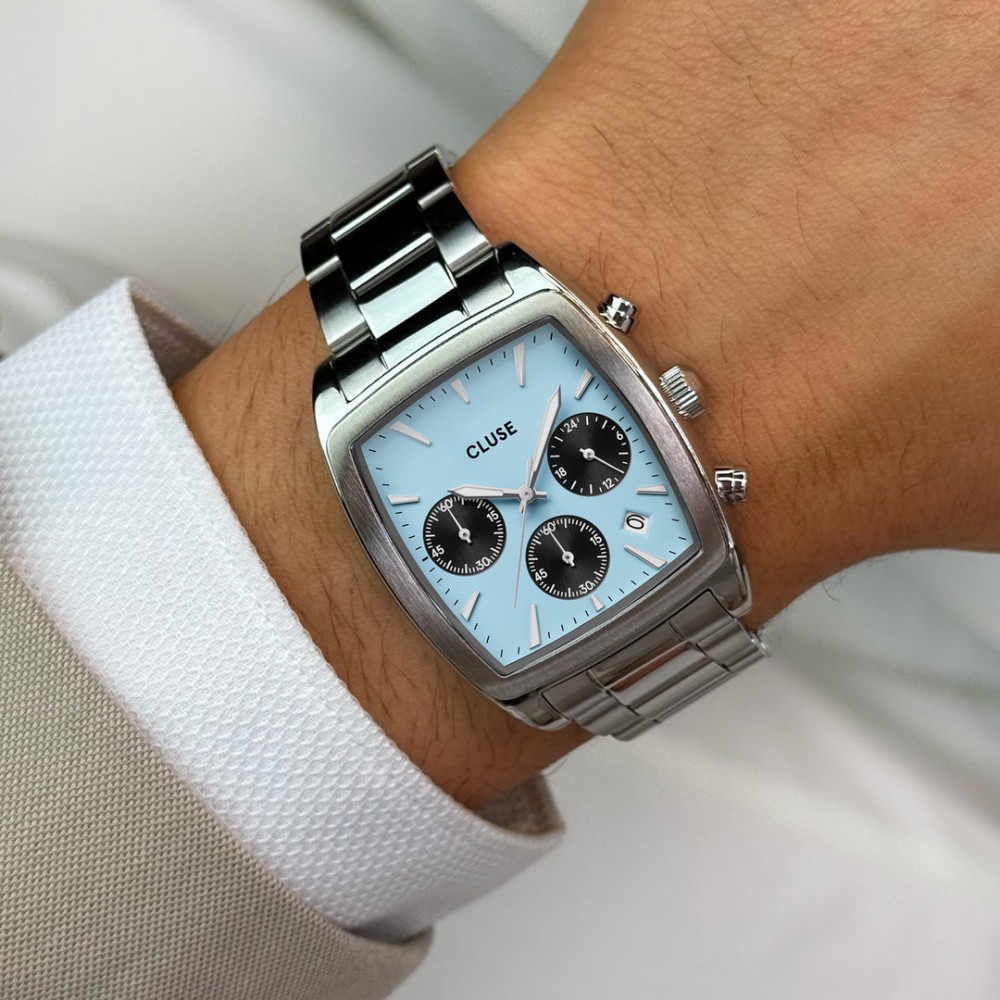 CLUSE Quartaut Chrono Ανδρικό Ρολόι Ασημί Ανοιξείδωτο Ατσάλι μπρασελέ CW52005