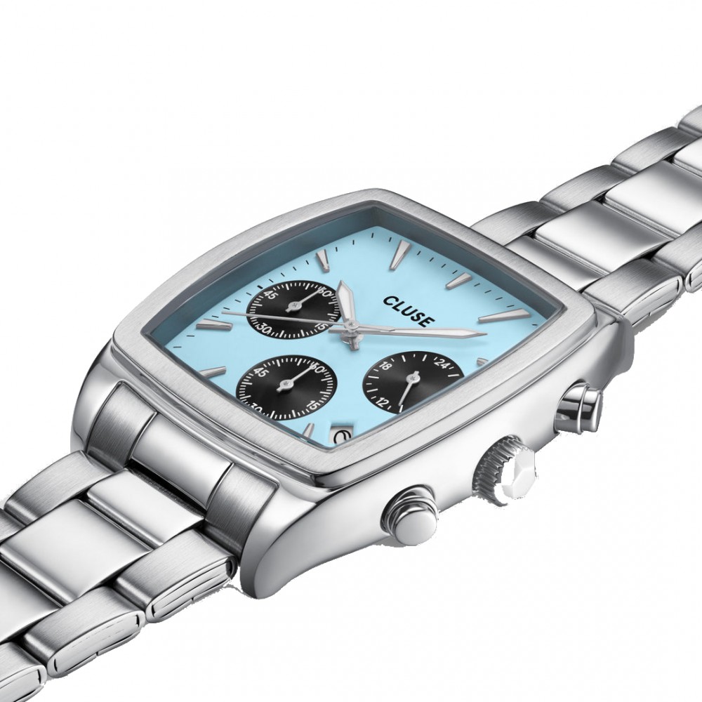 CLUSE Quartaut Chrono Ανδρικό Ρολόι Ασημί Ανοιξείδωτο Ατσάλι μπρασελέ CW52005