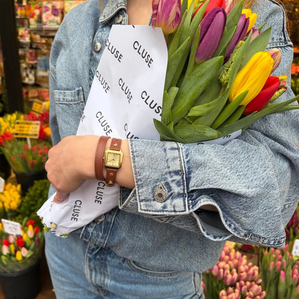 CLUSE Gracieuse Mini Petite Ρολόι Γυναικείο Διπλό Δερμάτινο λουράκι CW15507