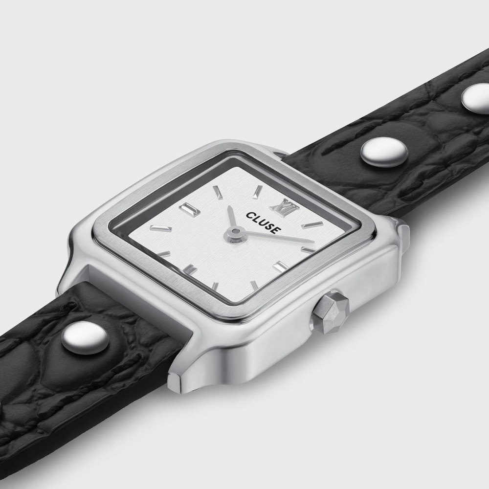 CLUSE Gracieuse Mini Petite Ρολόι Γυναικείο Μαύρο Διπλό Δερμάτινο λουράκι CW15508