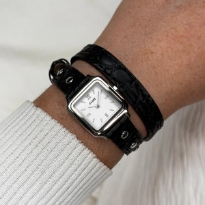 CLUSE Gracieuse Mini Petite Woman's Watch Black Double Leather Strap  CW15508