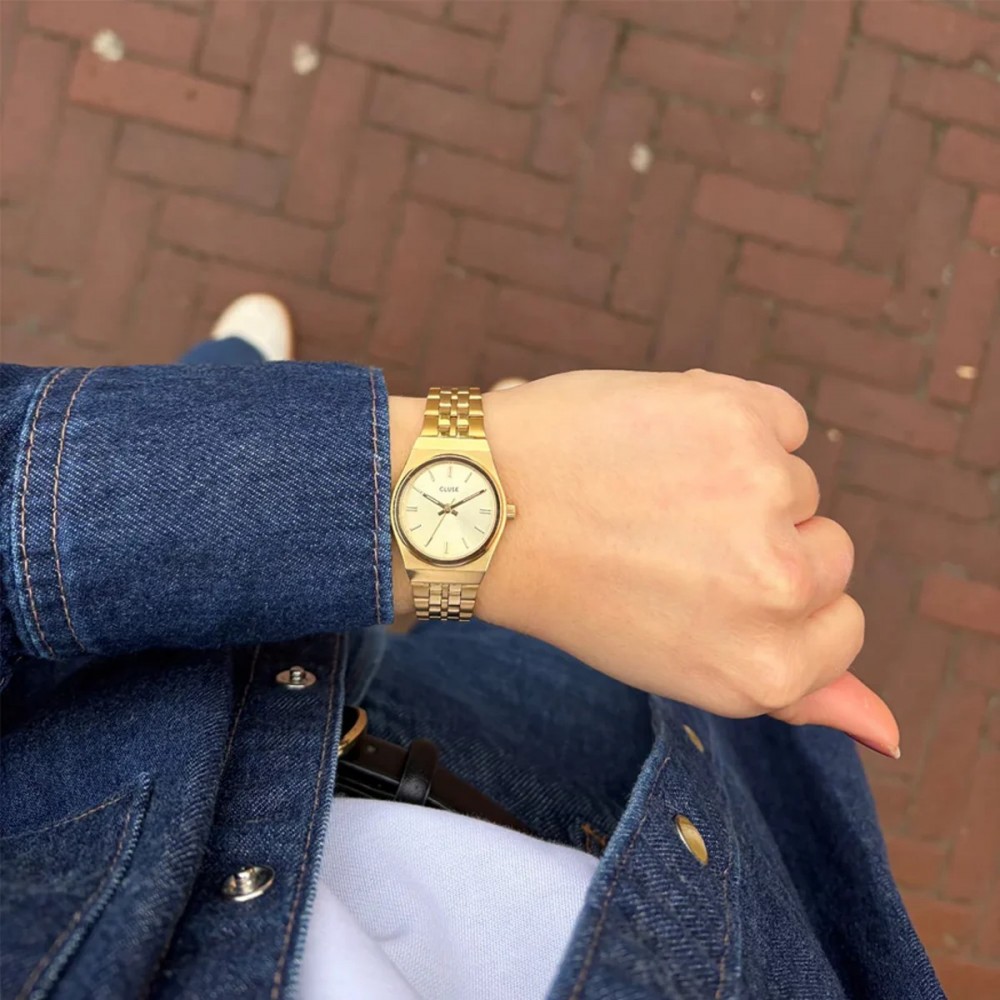 CLUSE Retro 70's Γυναικείο Ρολόι Επίχρυσωμένο Ανοξείδωτο Ατσάλι μπρασελέ CW16302