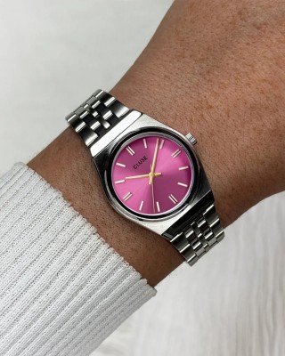 CLUSE Retro 70's Woman's Watch Silver Stainless Steel bracelet CW16303
