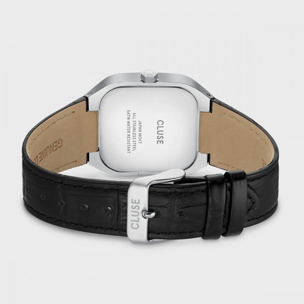 CLUSE Quadrus Multifunction Ανδρικό Ρολόι Μαύρο Δερμάτινο Λουράκι CW26203