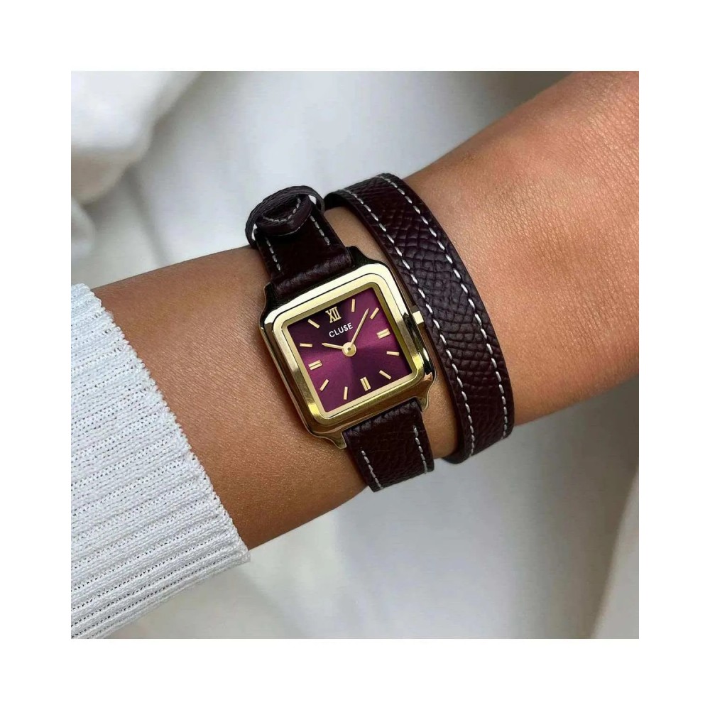 CLUSE Gracieuse Mini Petite Ρολόι Γυναικείο Μπορντό Δερμάτινο λουράκι CW15503
