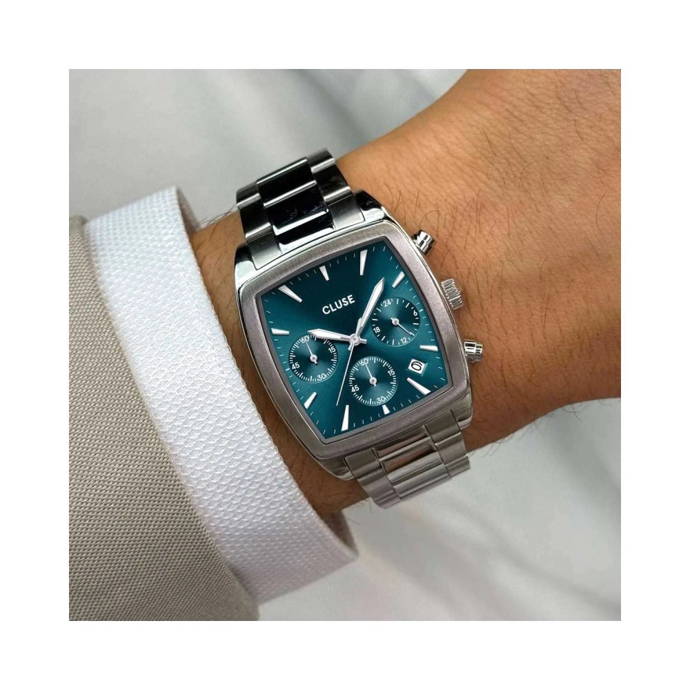 CLUSE Quartaut Chrono Ανδρικό Ρολόι Ασημί Ανοιξείδωτο Ατσάλι μπρασελέ CW52001