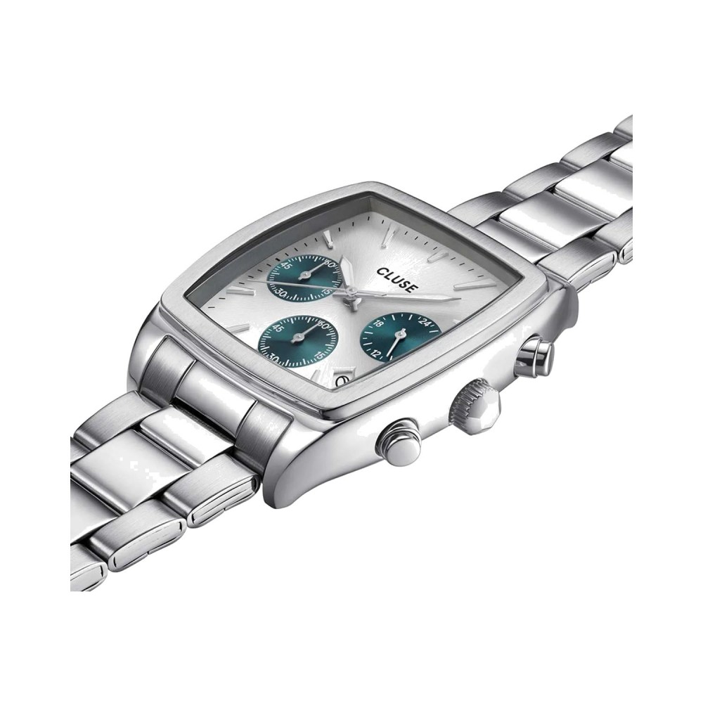 CLUSE Quartaut Chrono Ανδρικό Ρολόι Ασημί Ανοιξείδωτο Ατσάλι μπρασελέ CW52003