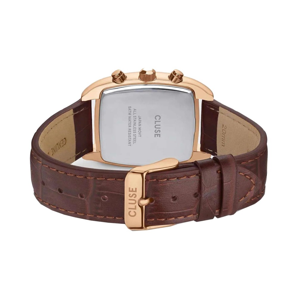 CLUSE Quartaut Chrono Ανδρικό Ρολόι Καφέ Δερμάτινο λουράκι CW52006