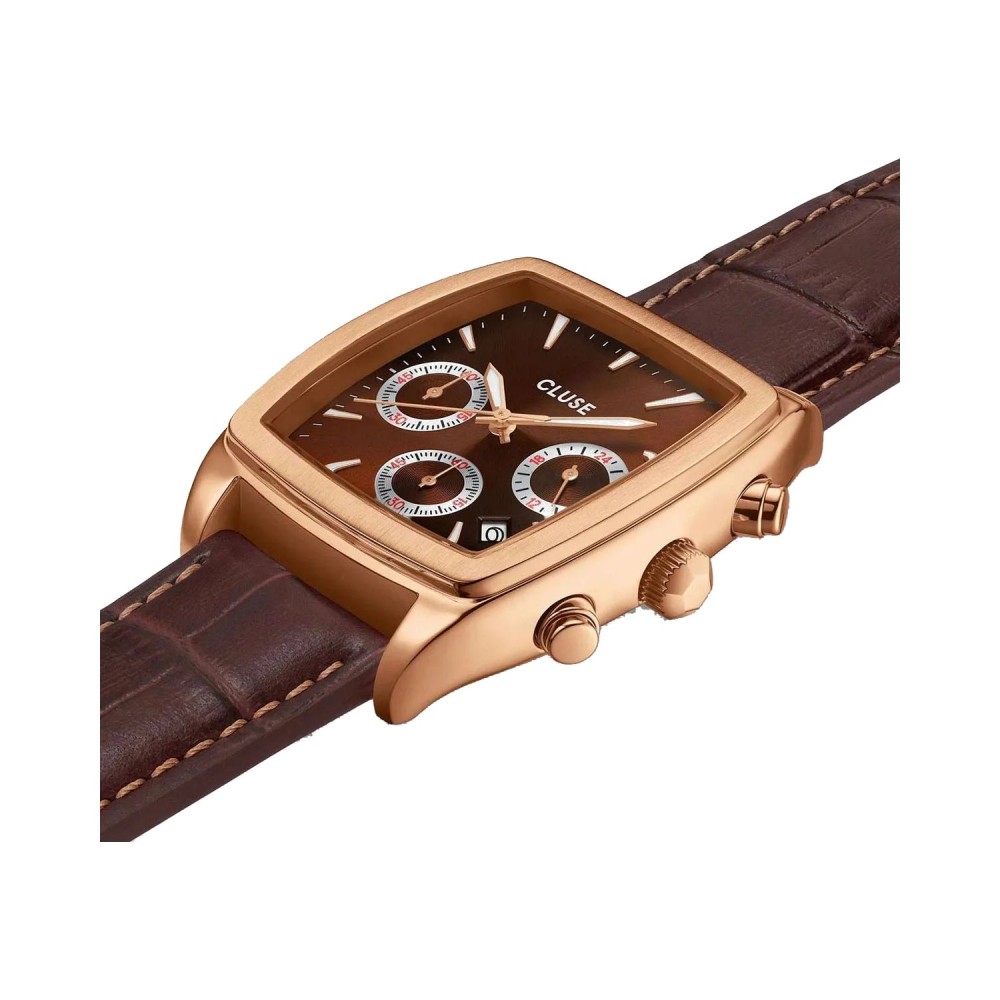 CLUSE Quartaut Chrono Ανδρικό Ρολόι Καφέ Δερμάτινο λουράκι CW52006