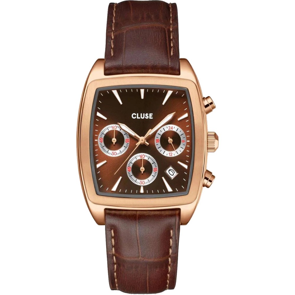 CLUSE Quartaut Chrono Ανδρικό Ρολόι Καφέ Δερμάτινο λουράκι CW52006