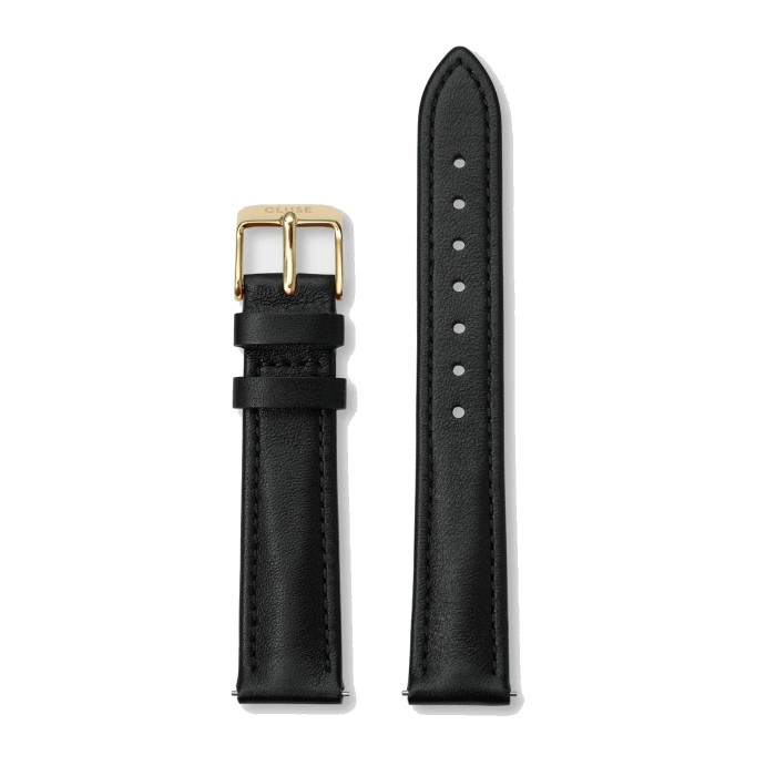 CLUSE Strap 16 mm Leather Black, Gold Colour CS12229 CLUSE Strap 16 mm Leather Black, Gold Colour CS12229