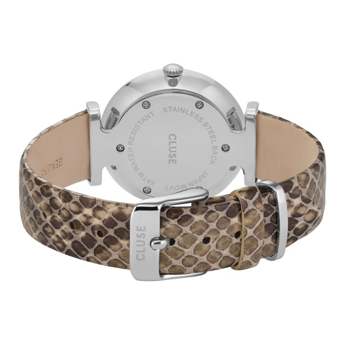 CLUSE ΡΟΛΟΙ TRIOMPHE SILVER WHITE PEARL/SOFT GREY PYTHON CL61009