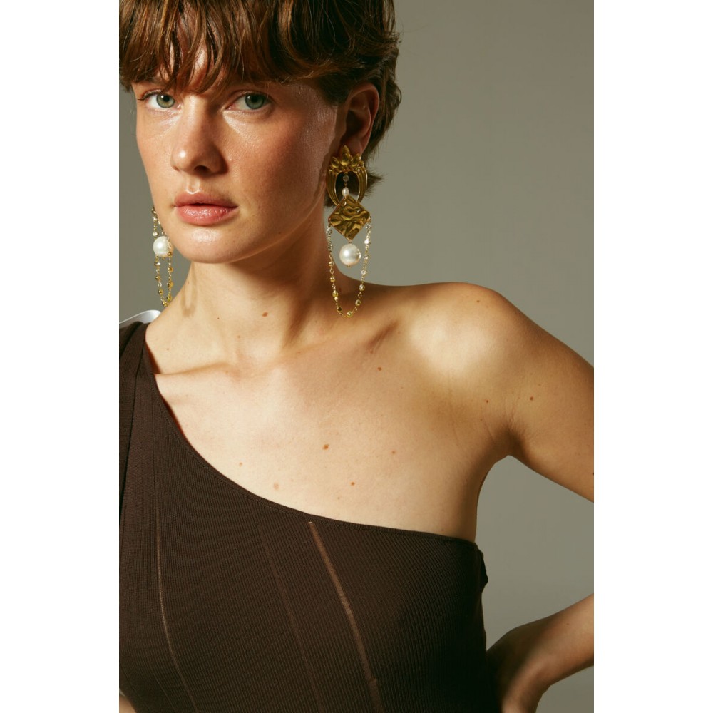 DESPERATE DESIGN FINA Earrings Gold Bronze Pearls 
