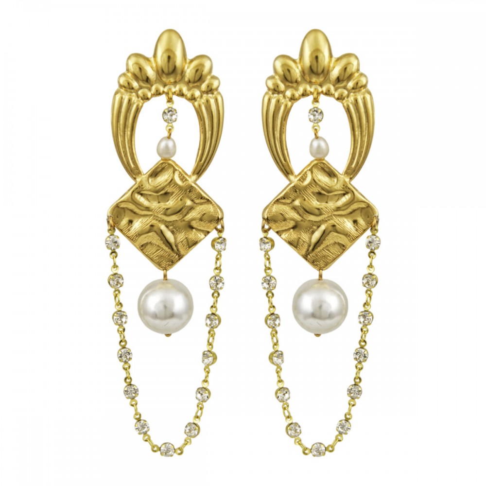 DESPERATE DESIGN FINA Earrings Gold Bronze Pearls 