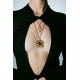 DESPERATE DESIGN MADONNA Pendant Necklace Gold Bronze Black Agate