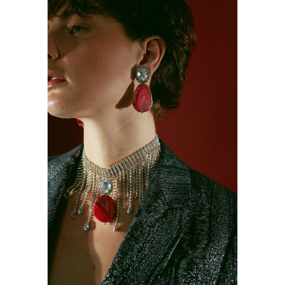 DESPERATE DESIGN DANTE Earrings Bronze Ruby Agate