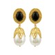 DESPERATE DESIGN IRENE Earrings Gold Bronze Pearls Black Agate