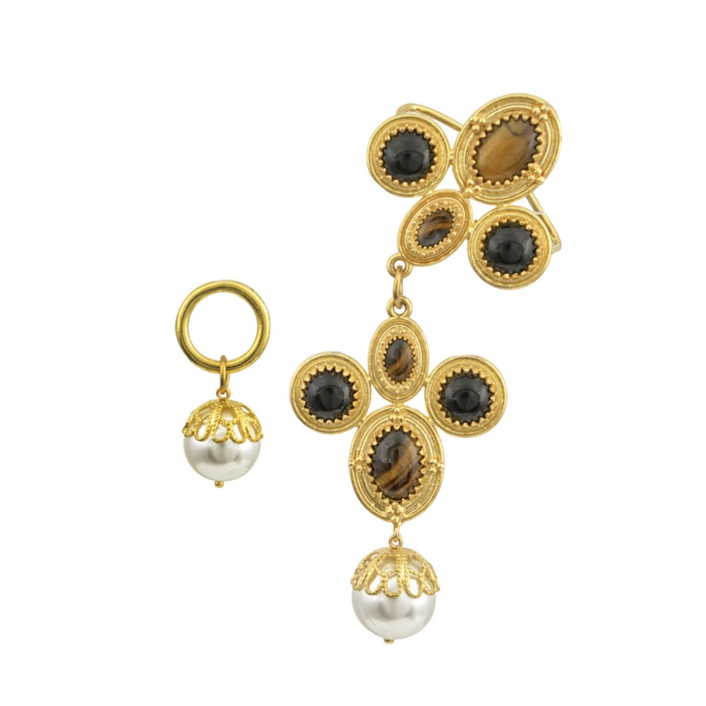 DESPERATE DESIGN NATALIA Earrings Bronze Black Agate/Tiger Eye