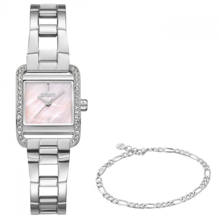DKNY Mini Set Ρολόι με Βραχιόλι Ασημί Ανοξείδωτο Μπρασελέ DK1L143M0025